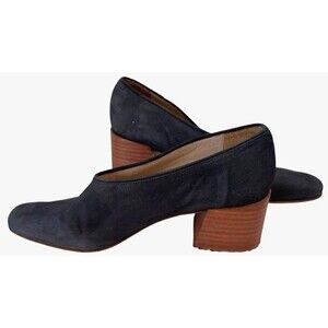 COS Womens V Cut Pump Suede Block Heels Shoes‎ US 9 /EU 40 Navy Career Business